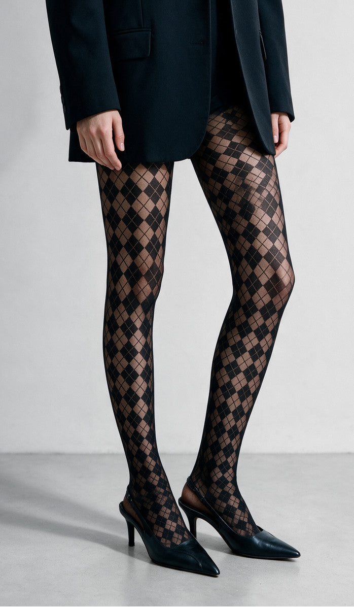 Argyle Tights - Black