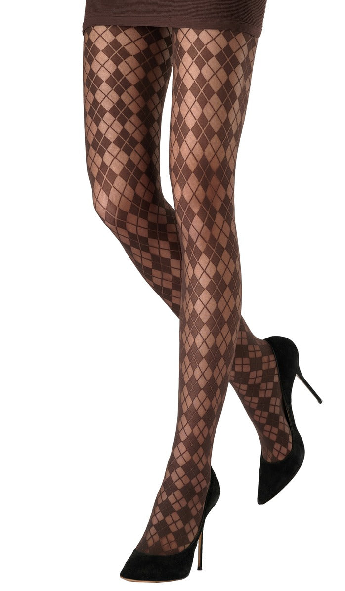 Argyle Tights - Espresso