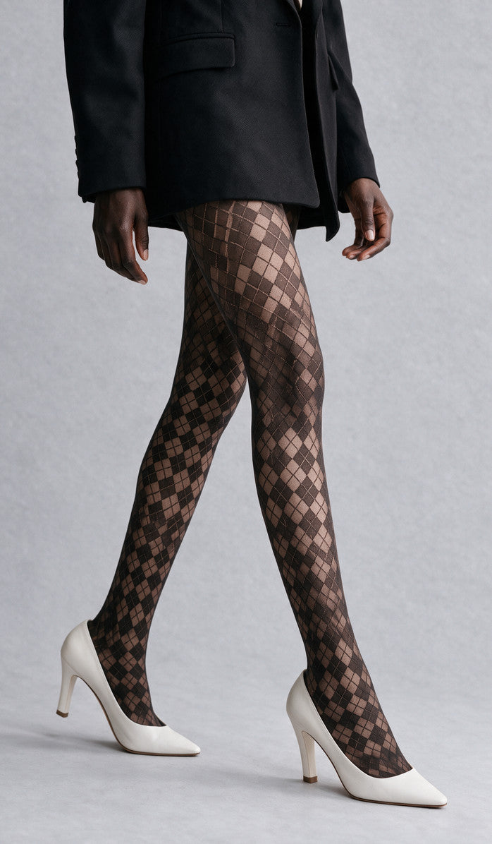 Argyle Tights - Espresso