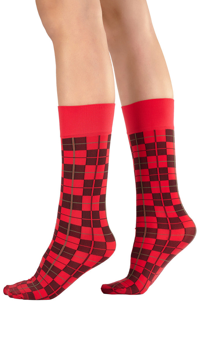Tartan Mid-Calf Socks - Red