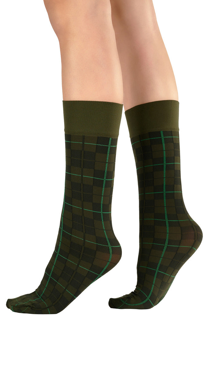 Tartan Mid-Calf Socks - Green