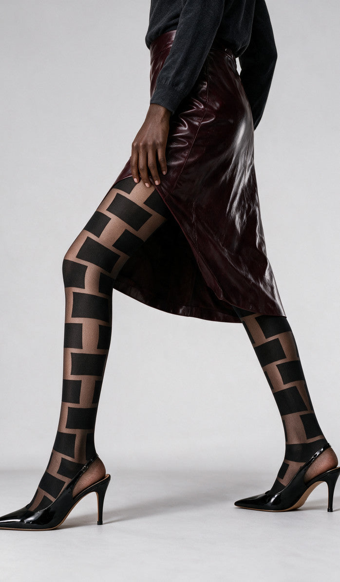 Graphic Block Tights - Black