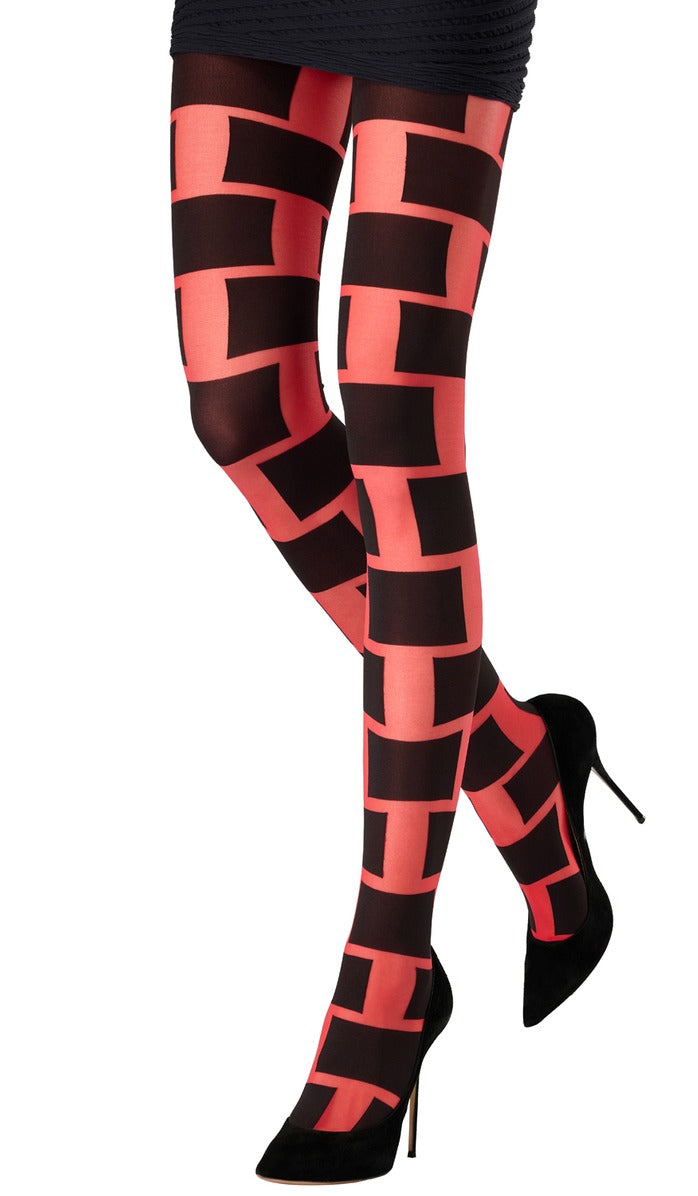 Graphic Block Tights - Red