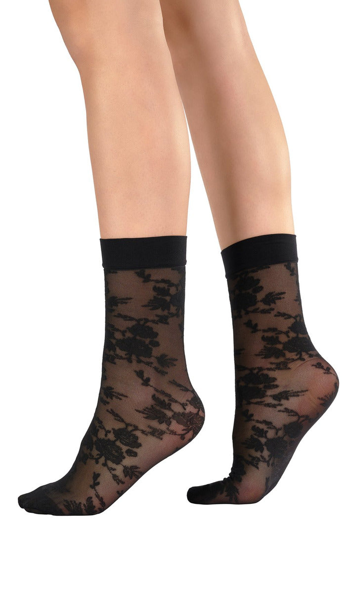 Rose Vine Socks - Black