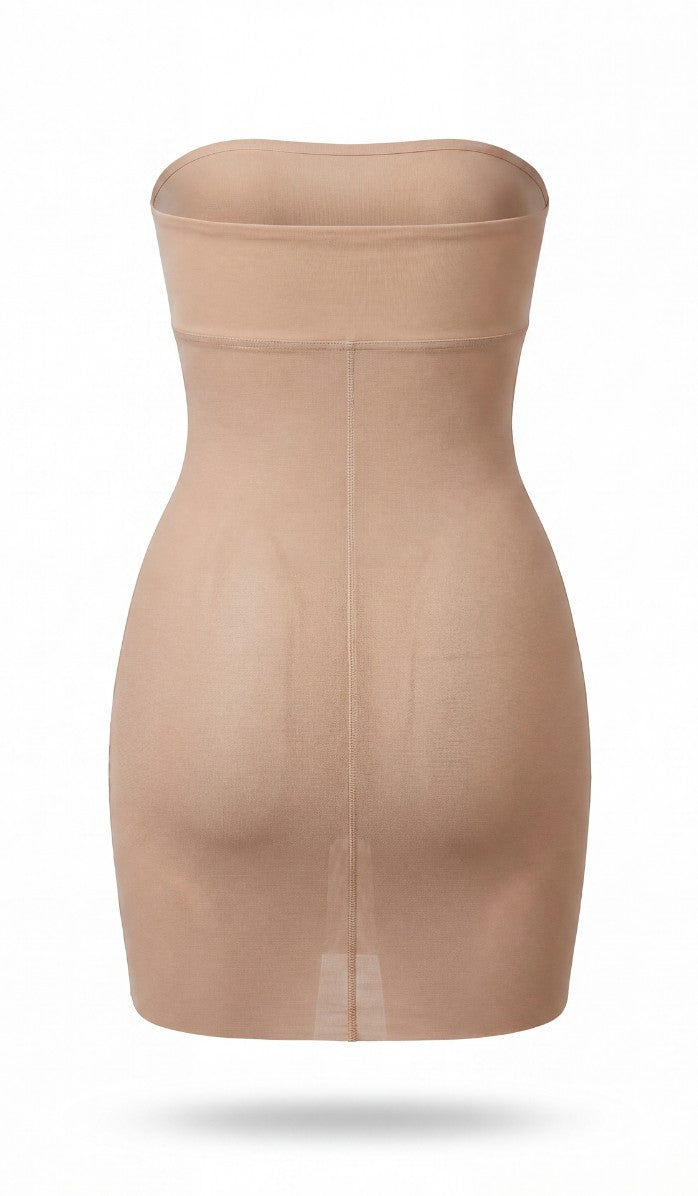 Power Mesh Strapless Shapewear Dress - Powder