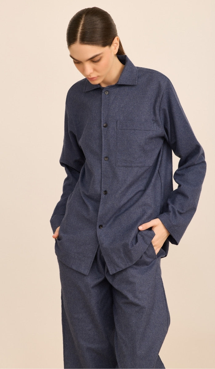 Flannel Button-Up Set - James Denim Blue