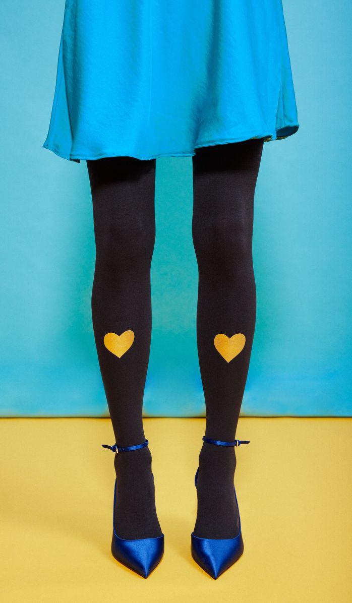 Women's Opaque Printed Tights - Simply Love Navy - Back View