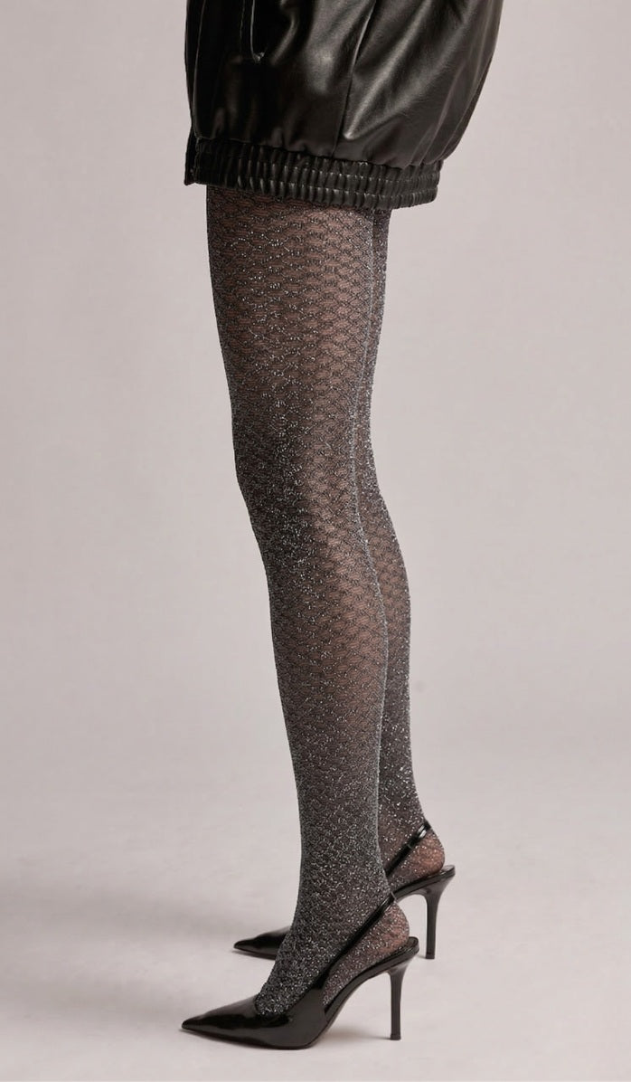 Honeycomb Tights - Black Metallic