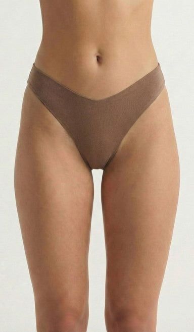 Seamless Cotton Brief - High Leg Mocha