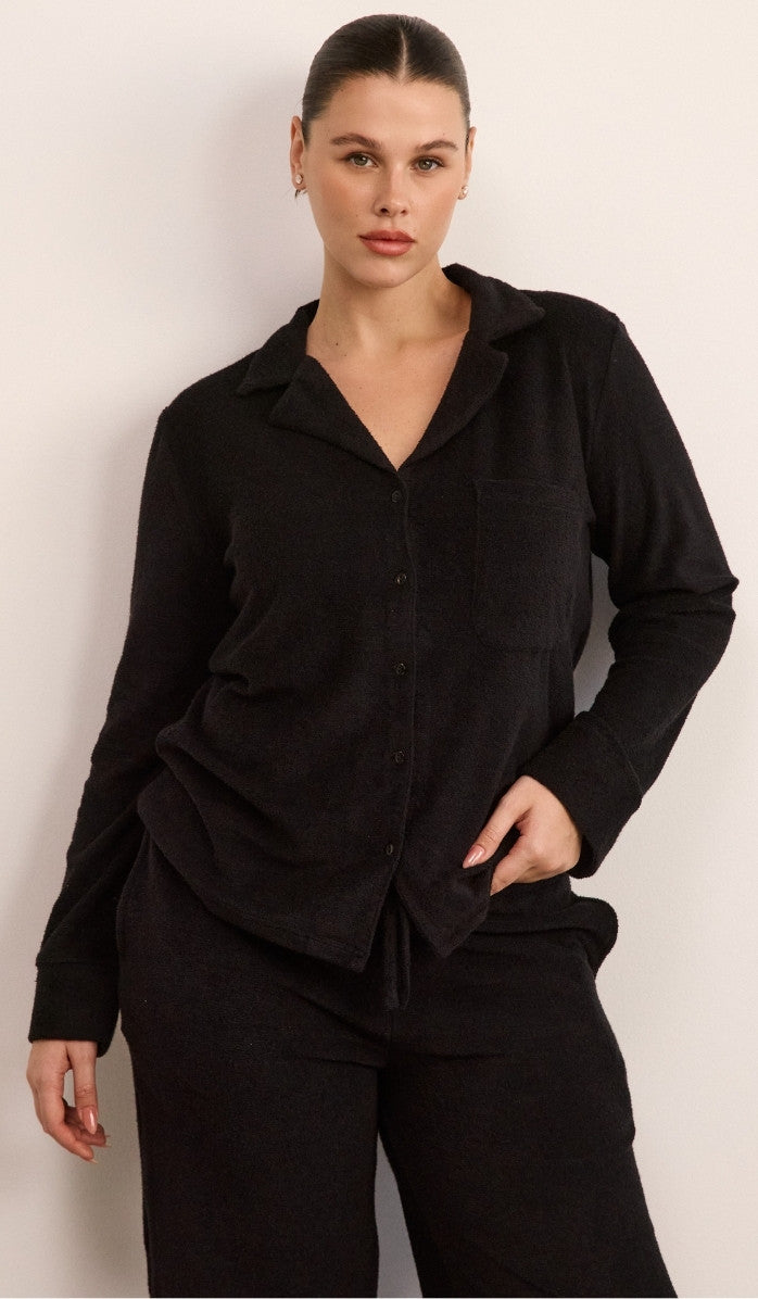 Bouclé Button-Up Set - Black