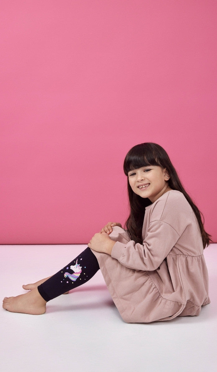 Girls' Footless Tights - Magic Black