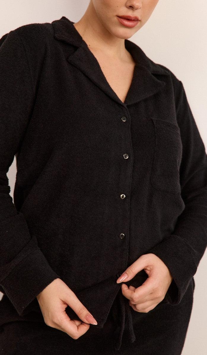 Bouclé Button-Up Set - Black