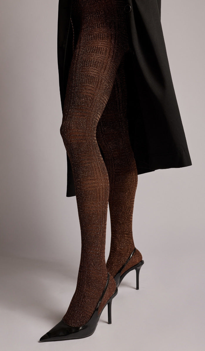 Tights - Metallic Plaid - Black Bronze - Lifestyle