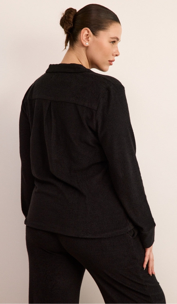 Bouclé Button-Up Set - Black
