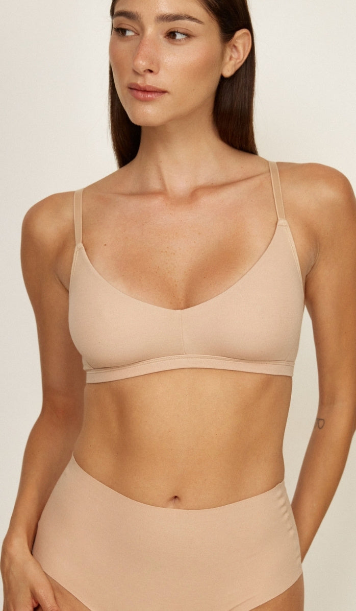 Cotton V-Neckline Bra - Powder (5)