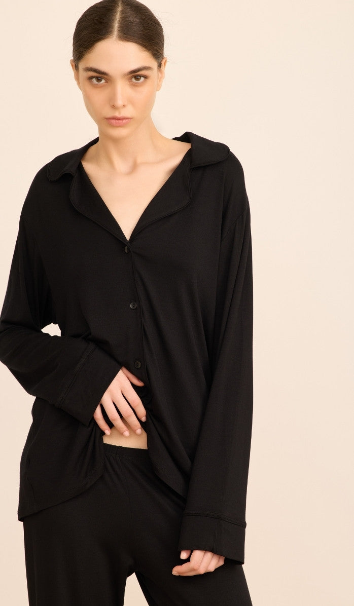 Modal Button-Up Set - Lucy Black