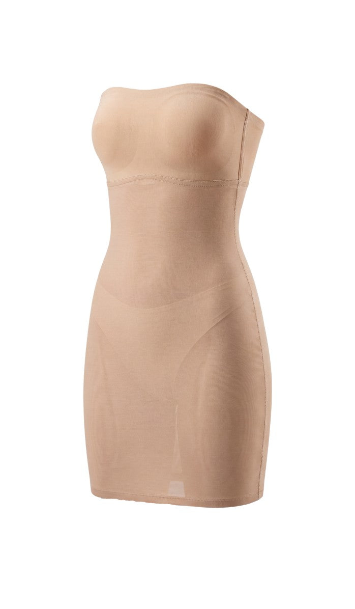 Power Mesh Strapless Shapewear Dress - Powder