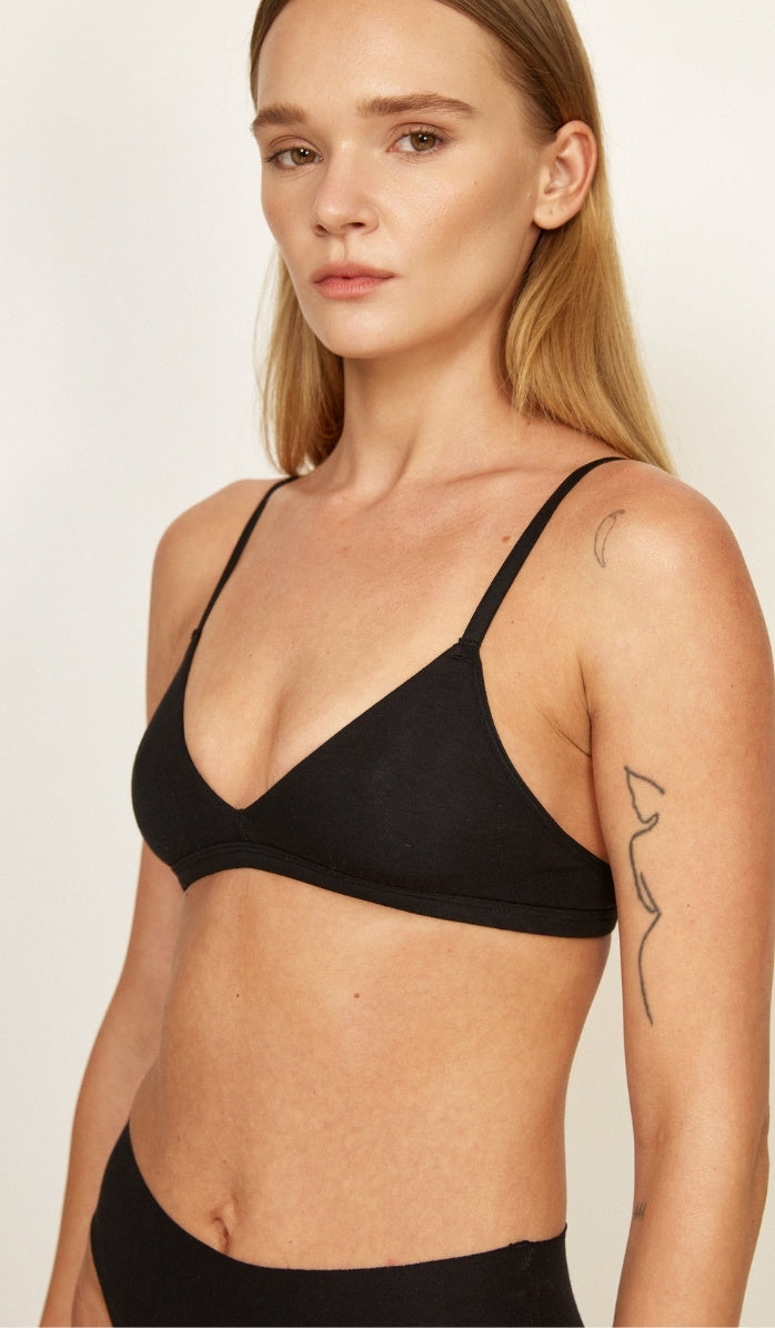 Cotton Mini Triangle Bra - Black (6)