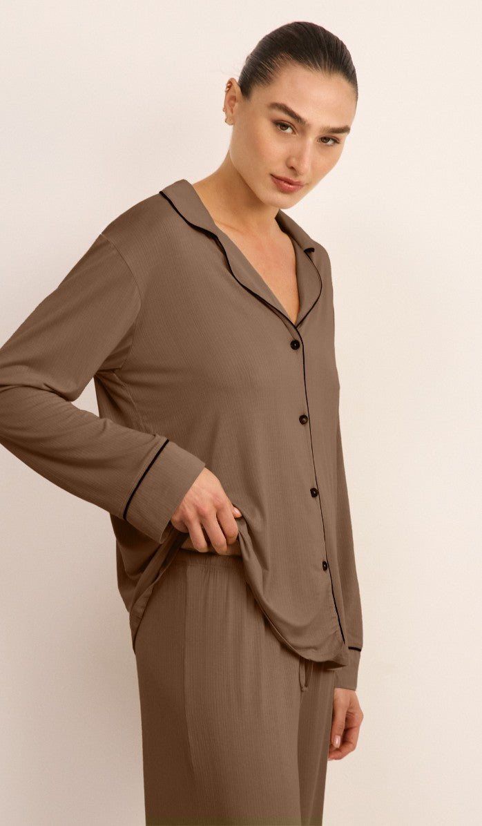 Micro Modal Button-Up Set - Walnut