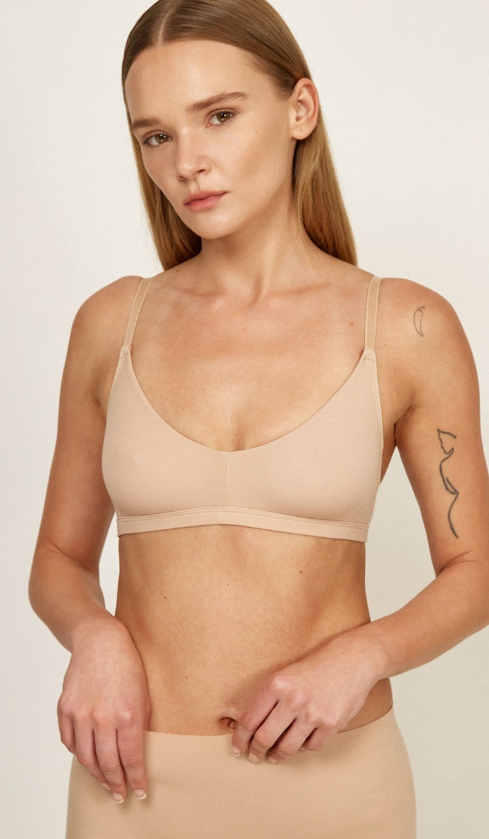 Cotton V-Neckline Bra - Powder (11)