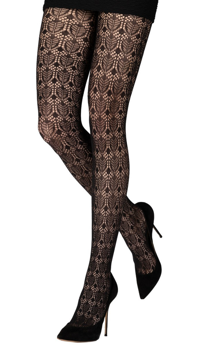 Tights - Vintage Lace - Black - Side View