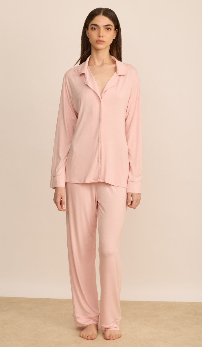 Modal Button-Up Set - Lucy Baby Blush