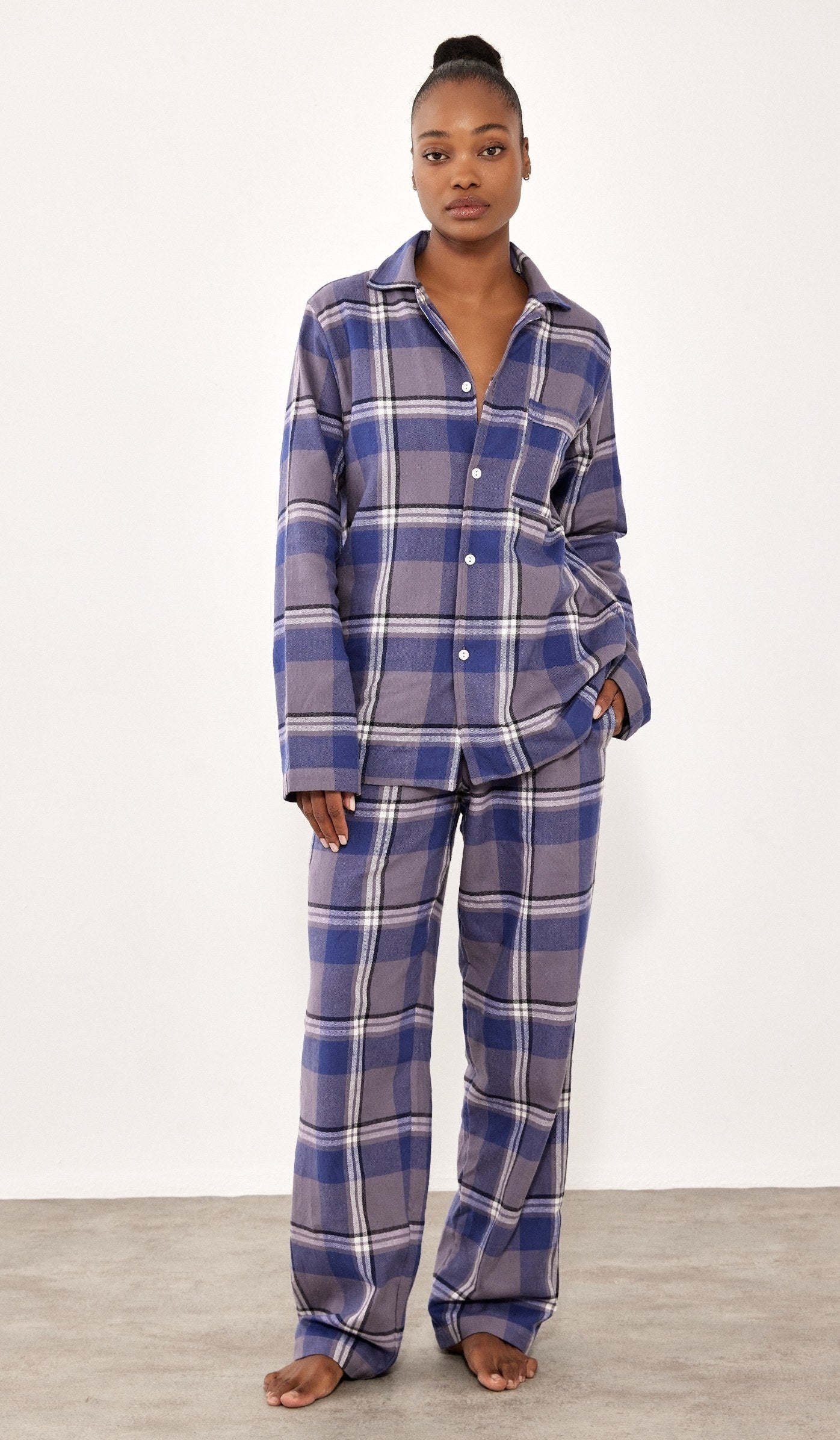 Flannel Button-Up Set - Billy Blue Plaid
