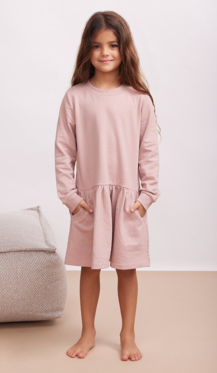 Girls' Sweatshirt Dress - Gili - Light Pink