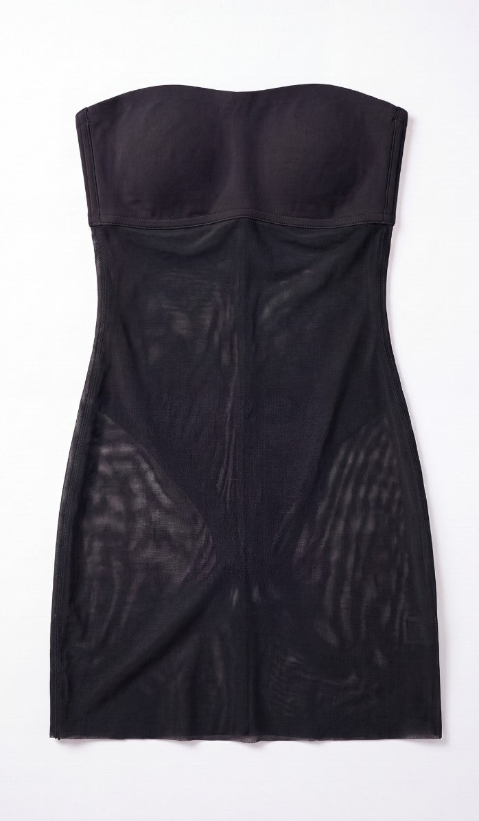 Power Mesh Strapless Shapewear Dress - Black