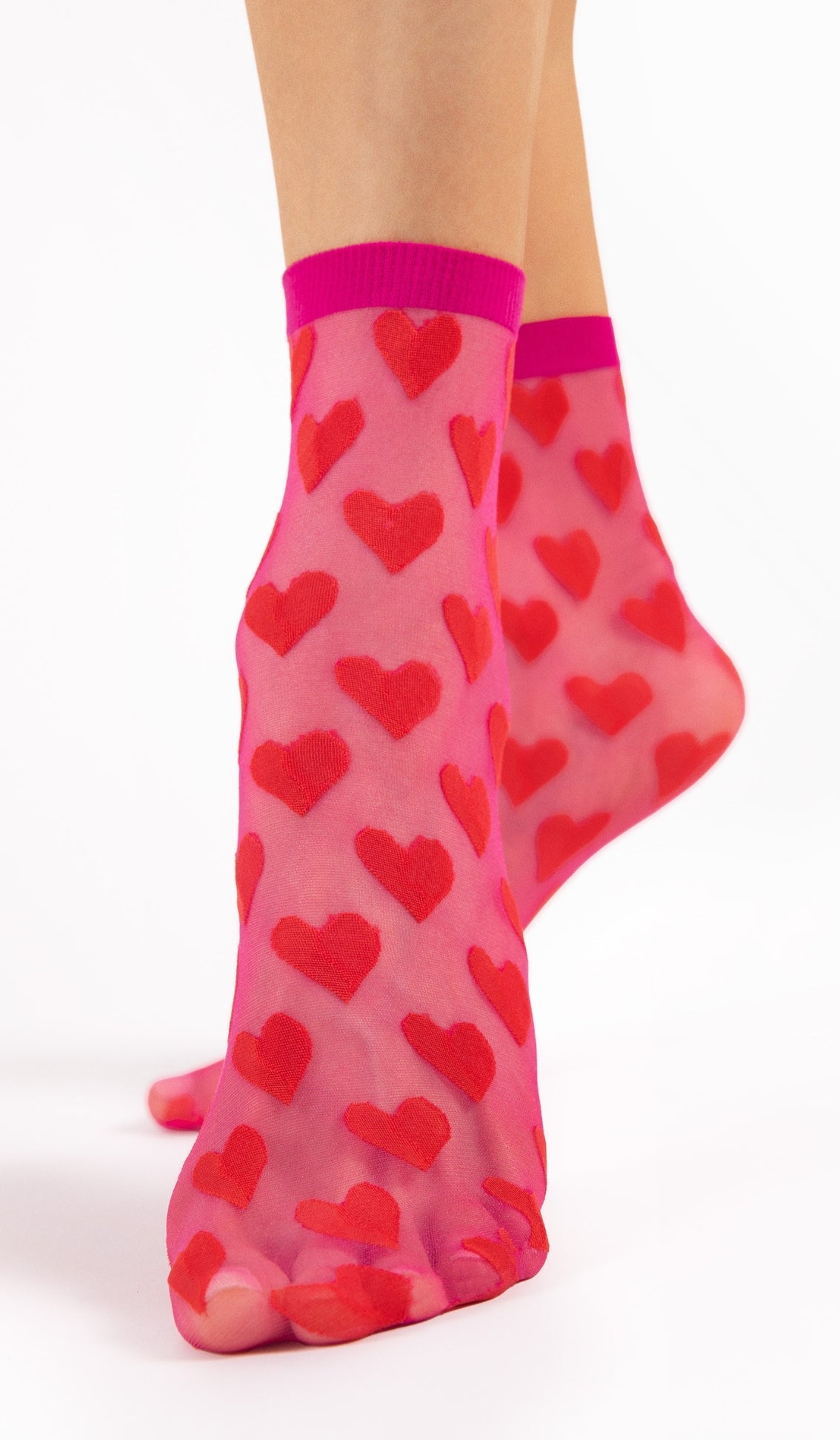 Nylon Socks - Besos Red Pink