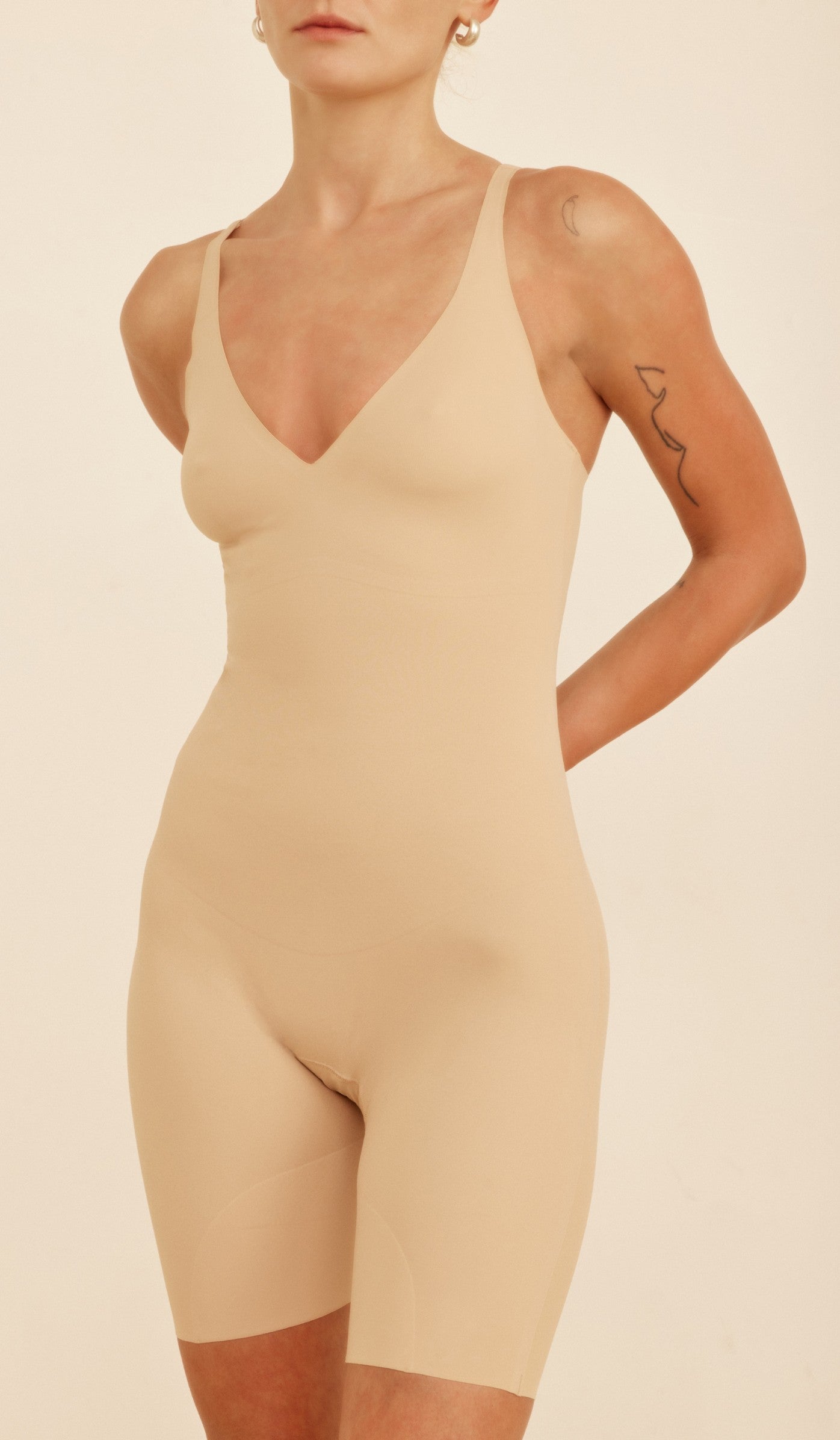Shaping Bodysuit with Thin Straps - Powder - Image 7