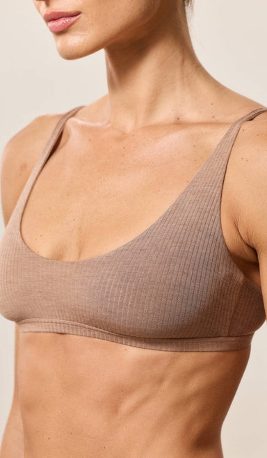 Bra with Round Neckline - Rib Modal Choco