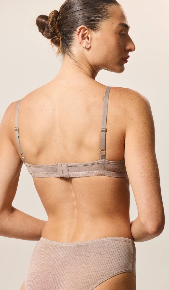 Refined Basic V-Neck Bra - Rib Modal Mocha