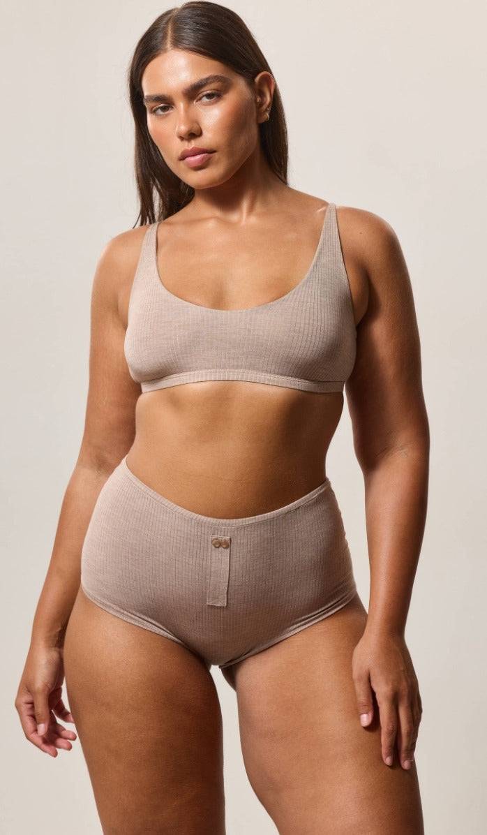 Boxer-Style Boy Shorts - Rib Modal Mocha