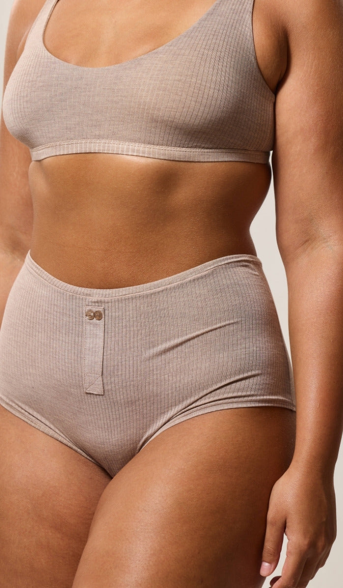 Boxer-Style Boy Shorts - Rib Modal Mocha