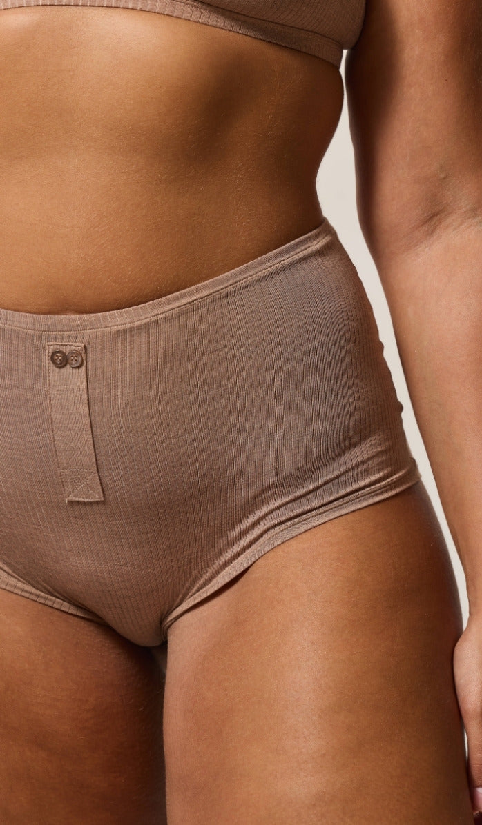 Boxer-Style Boy Shorts - Rib Modal Choco