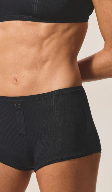 Boxer-Style Boy Shorts - Rib Modal Black