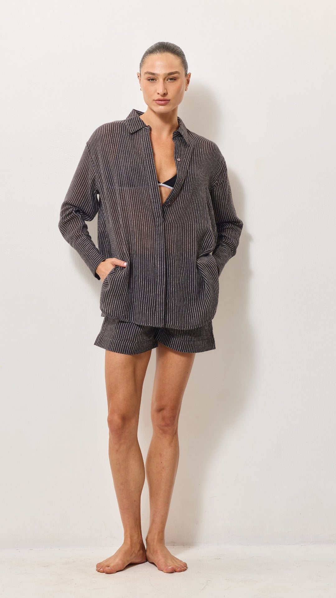 Oversized Cotton Shirt - Espresso