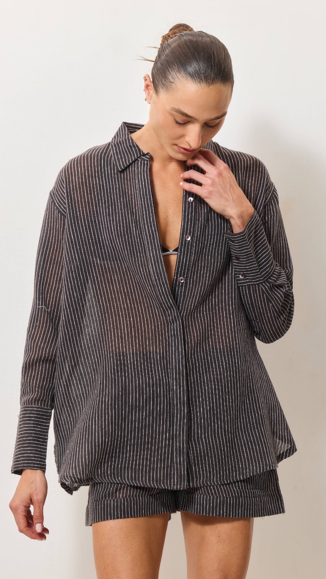 Oversized Cotton Shirt - Espresso
