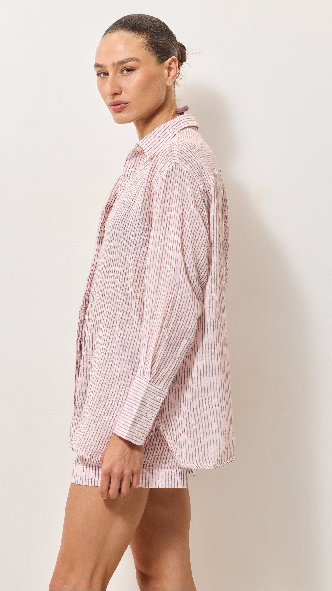Oversized Cotton Shirt - Red