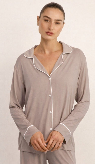 Micro Modal Button-Up Set - Greige