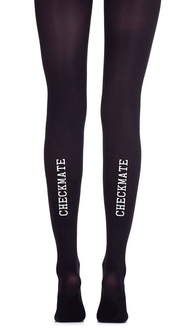tights black opaque with print white text