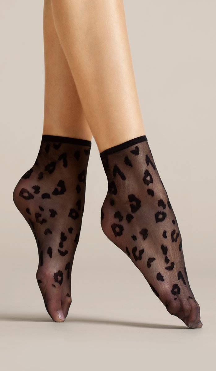 Black leopard socks