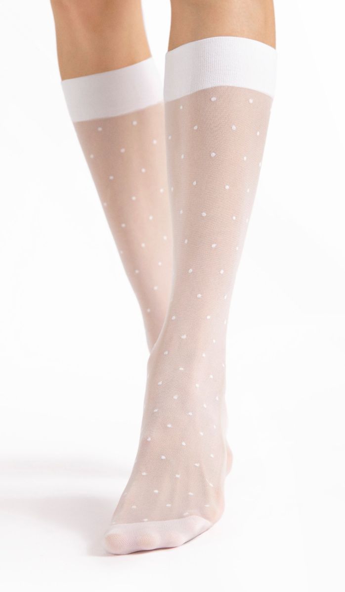 Nylon Socks - Dots White