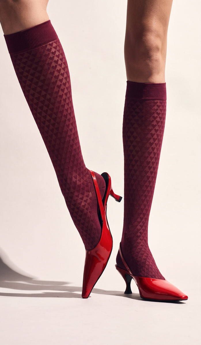 Knee-High Socks - Anya Burgundy