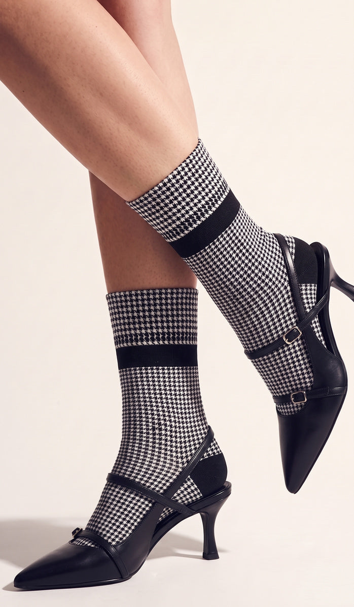 Nylon Socks - Pam White Black