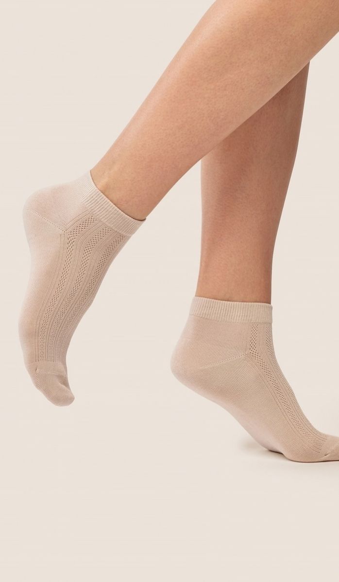 Cotton Socks - Rib Beige