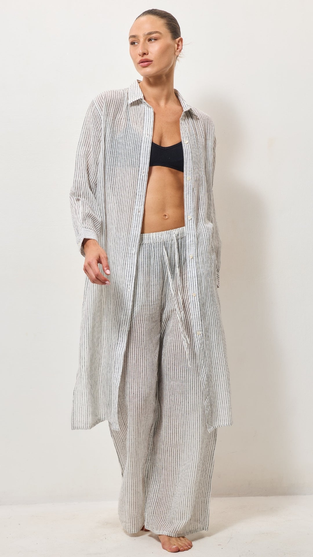 Airy Cotton Shirt Dress - Graphite