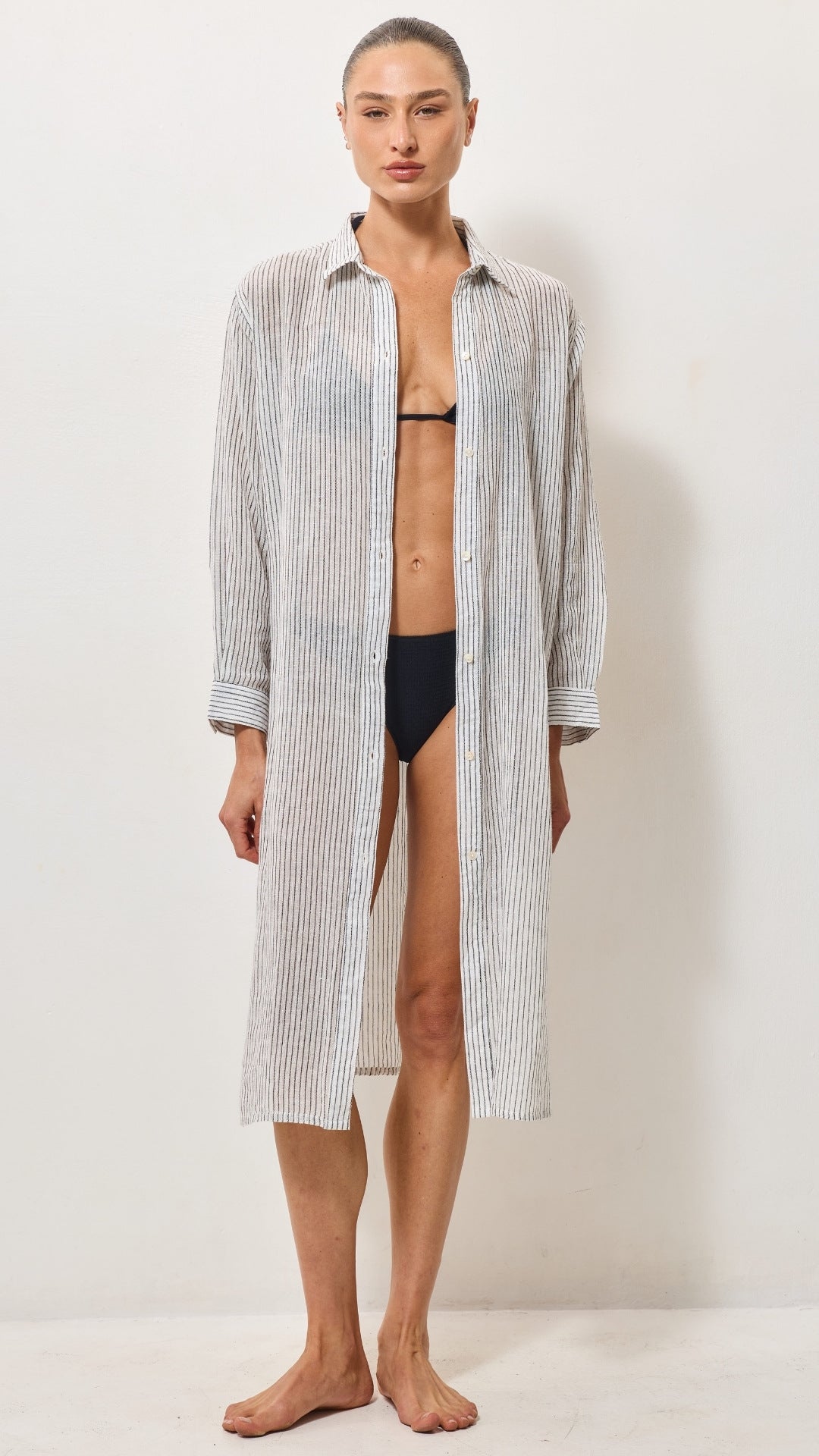Airy Cotton Shirt Dress - Graphite