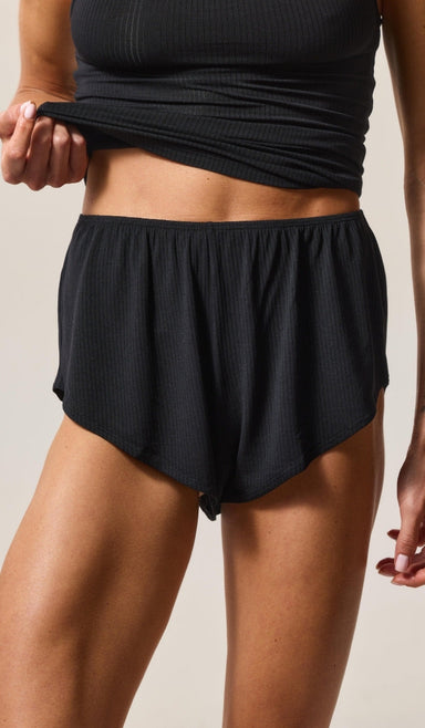 Relaxed Fit Boy Shorts - Rib Modal Black